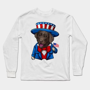 Fourth of July Chocolate Labrador Retriever Long Sleeve T-Shirt